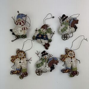 Snowman Sports Ornament Set Of 6 Ski Skate Ride High Quality Detailed Christmas